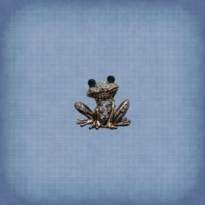 Vintage Gemstoned Frog Lapel Pin